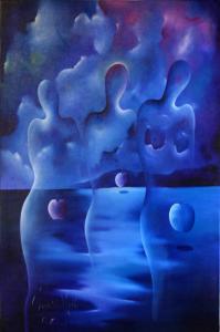 Título: Las tres Gracias. Jamir Mejía Raúdez. Técnica: Óleo sobre tela. Dimensión: 1,25 x 1,10 cm. Año: 2007.